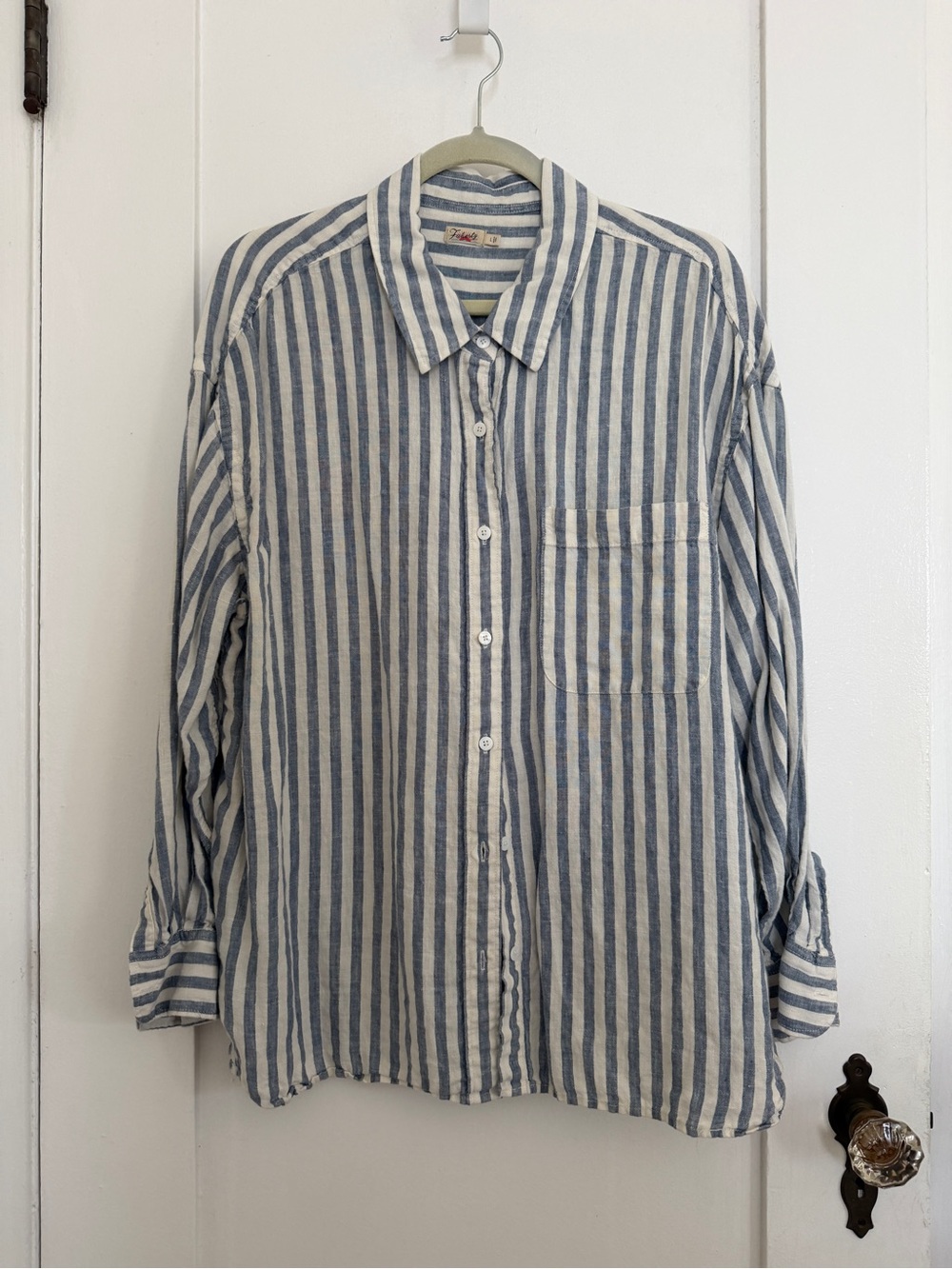 Faherty Blue & White Striped Linen Button-Up Shirt